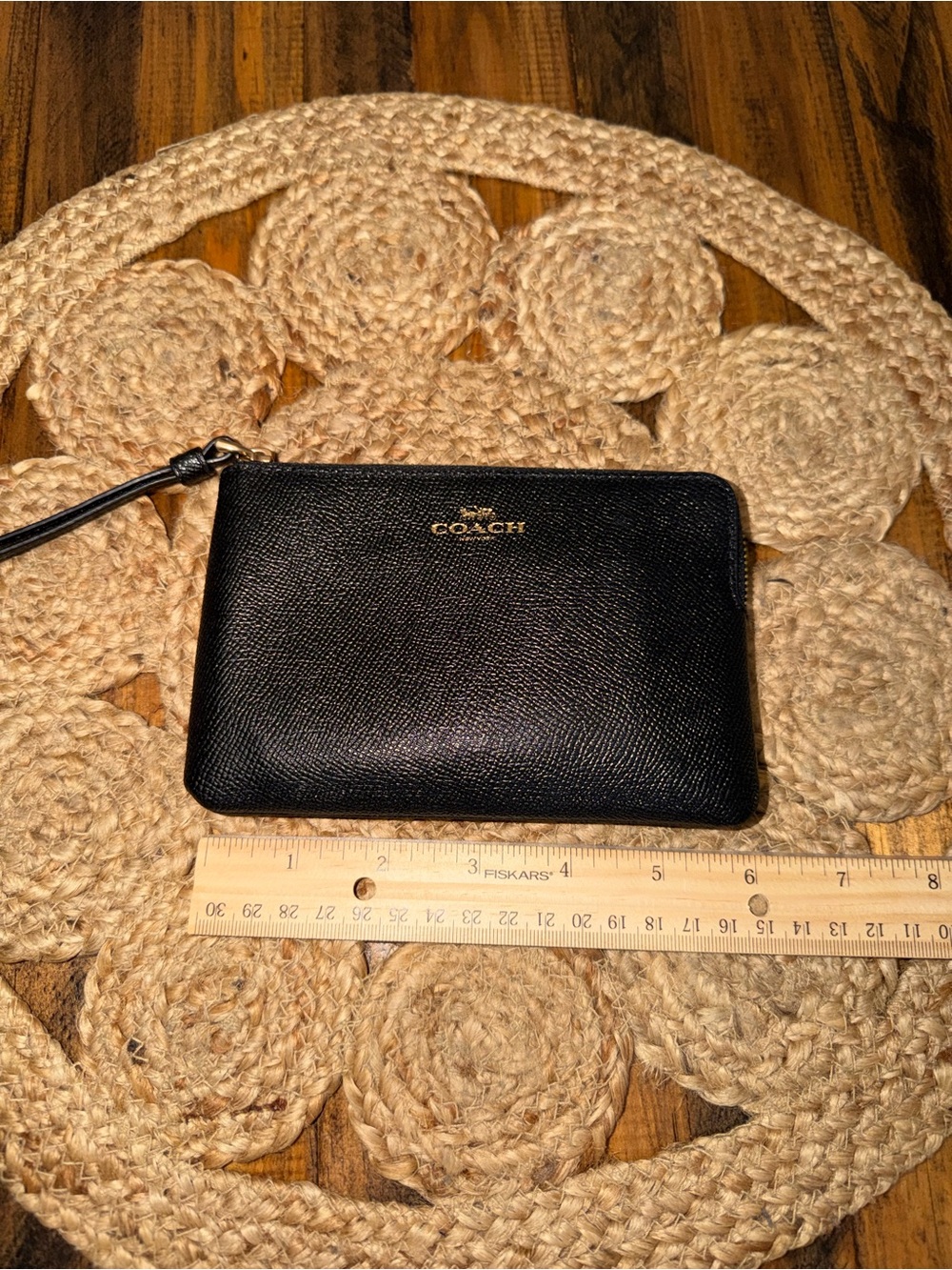 Coach Black Leather Wristlet with Gold Hardware - Picture 3 of 8